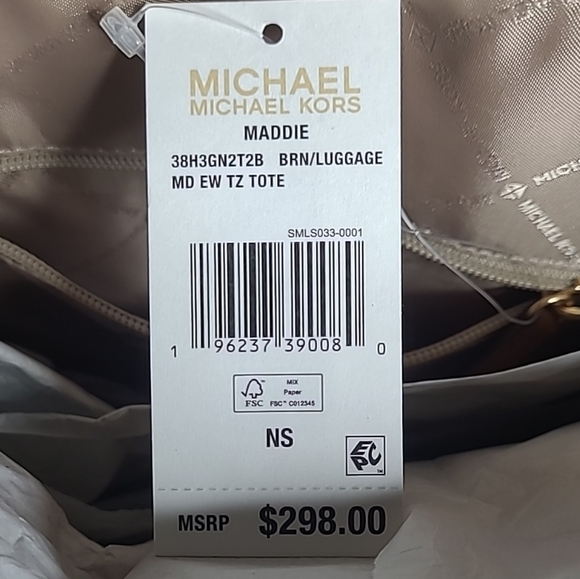 NEW Michael Kors Maddie 38H3GN2T2B MD EW Top Zip Tote BROWN/LUGGAGE $298 - Picture 15 of 15
